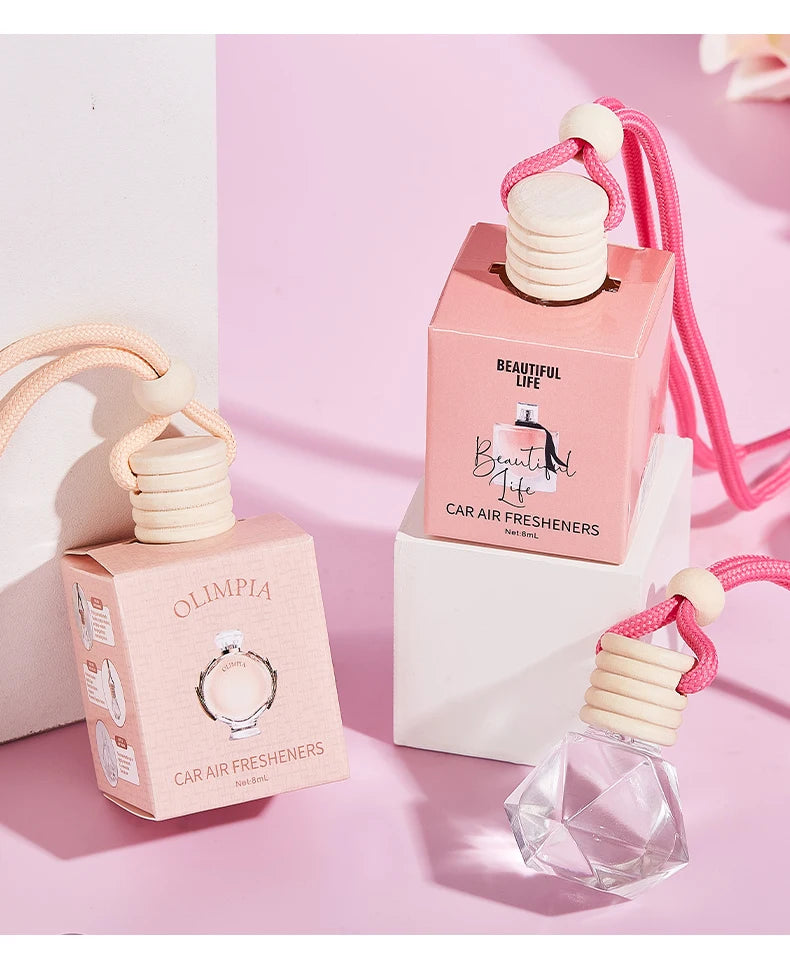 4pcs Pink car fragrance car interior accessories, perfume pendant car supplies, fresh air car fragrance