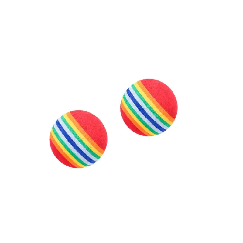 10PCS/5PCS Rainbow Cat Toys Ball Interactive Cat Dog Play Chewing Rattle Scratch Ball Training Cat Rainbow Ball Toy Pet Supplies