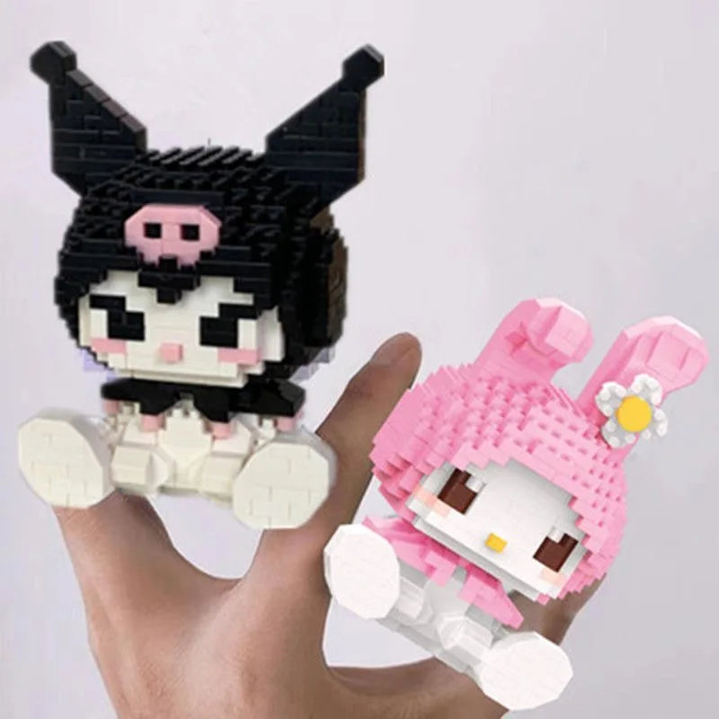 Cartoon Anime Hello Kitty Blocks Kuromi My Melody Cinnamoroll Mouse Building Blocks Doll Toy Kids Birthday Gift