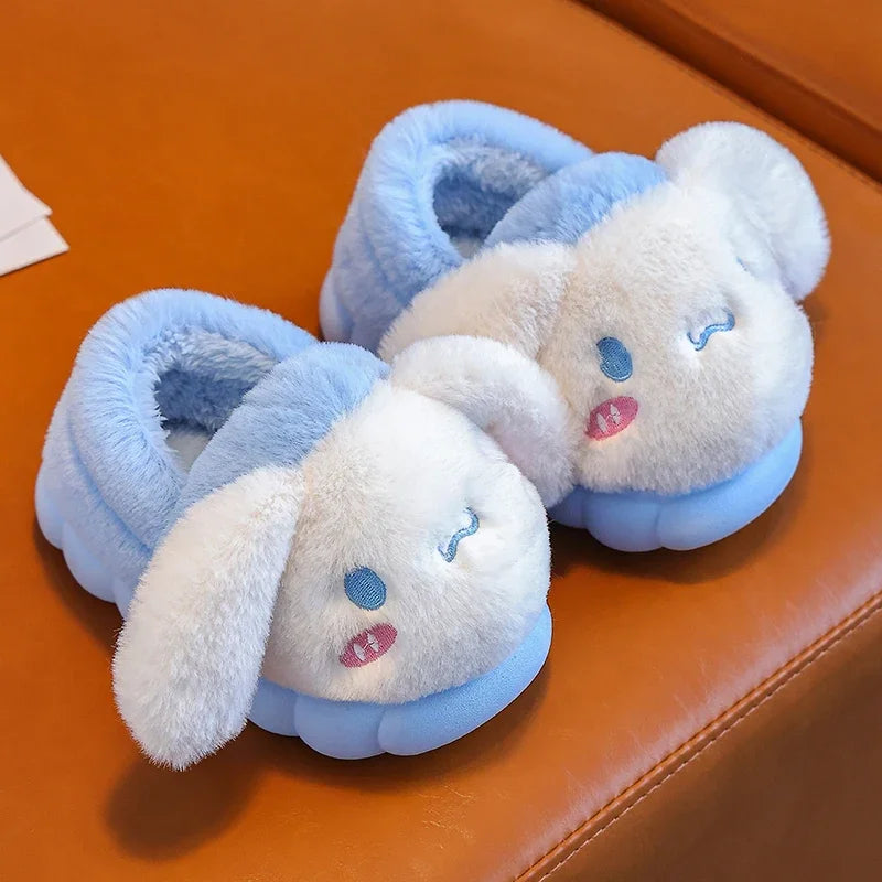 Kawaii Pikachu Figure Cotton Slippers Cover Heel Anime Peripheral Cute Cartoon Flat Autumn/Winter Plush Slippers Christmas Gifts