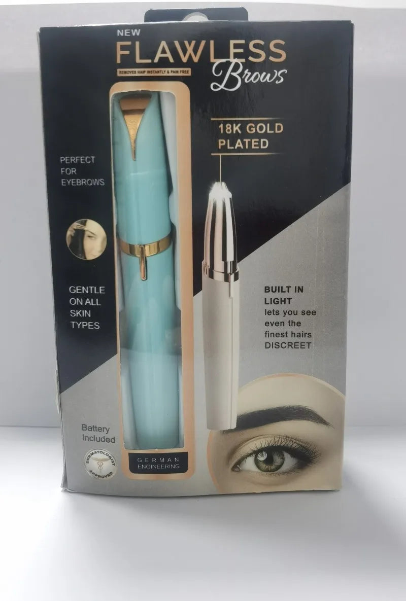 Mini Electric Eyebrow Trimmer Pen - Painless Hair Remover with LED Light for Facial Brows
