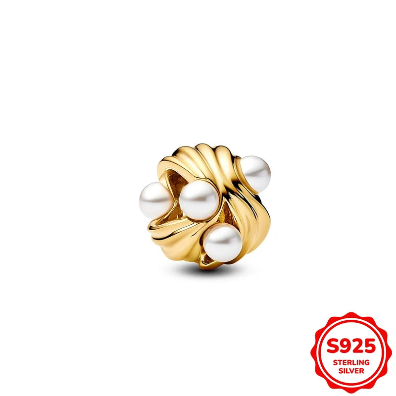 Charms plata de ley Disney Gold Plated Lily Flower Pendant Beads Fits 3mm Bracelets Necklace For Women Luxury DIY Fine Jewelry