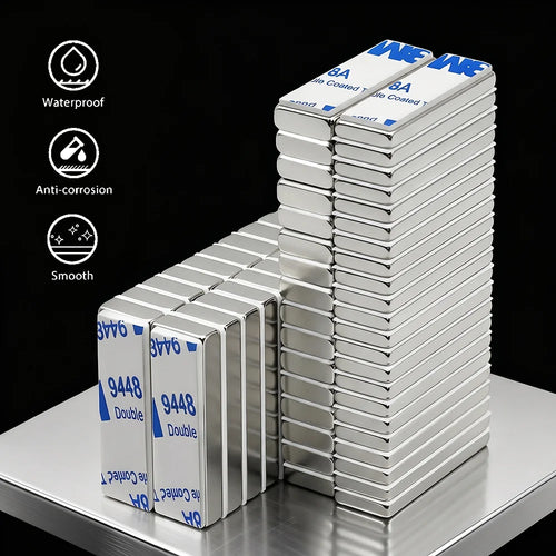 20x10x2 60x10x3mm Super Powerful Block Neodymium Magnet  With double-sided adhesive Magnet N35 Strong Permanent Magnetic imanes