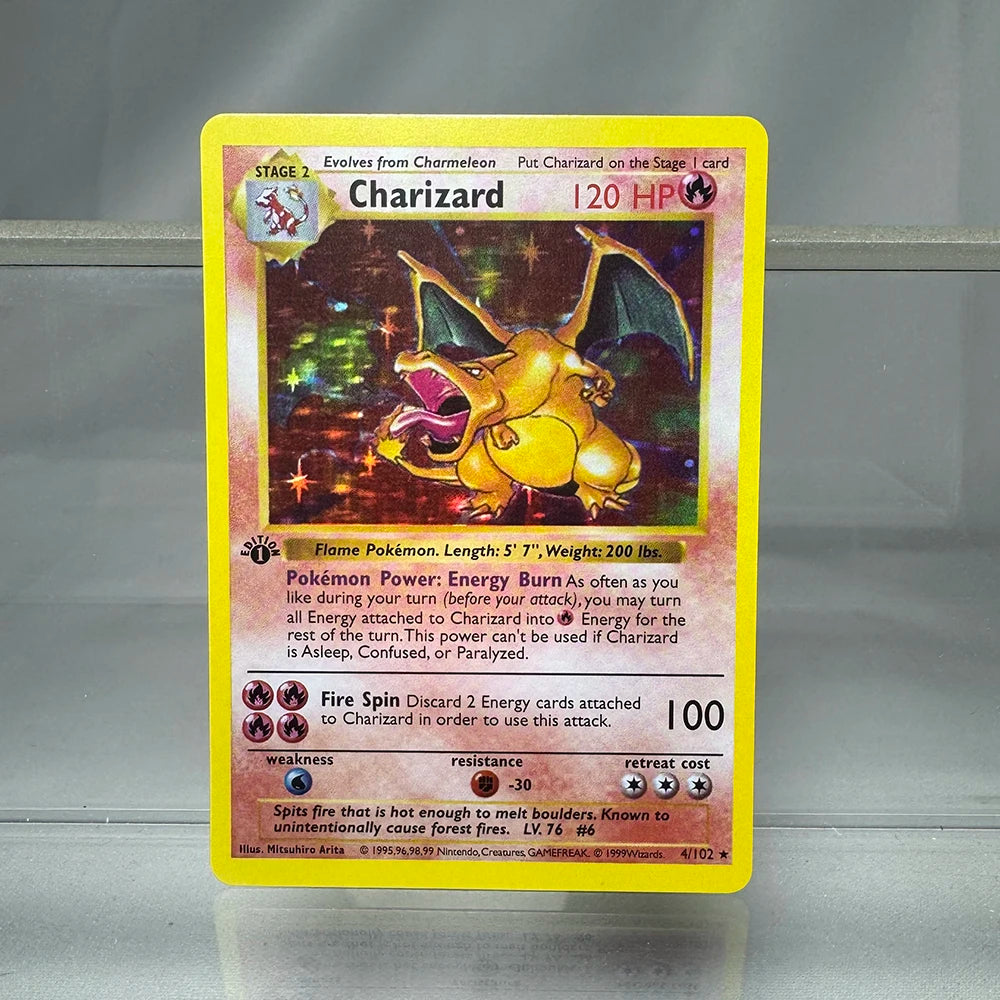 Charizard PTCG Single Collection Card 1st Edition 1996 Vmax Ex Rare Rainbow Card PKM Proxy Cards Toys Gifts