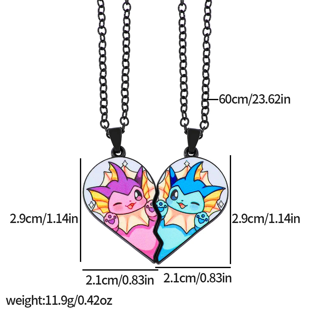 2pcs Eevee Umbreon Espeon Sylveon Jolteon Flareon Necklace Cute Anime Game Charm Jewelry Metal Pendant for Collection