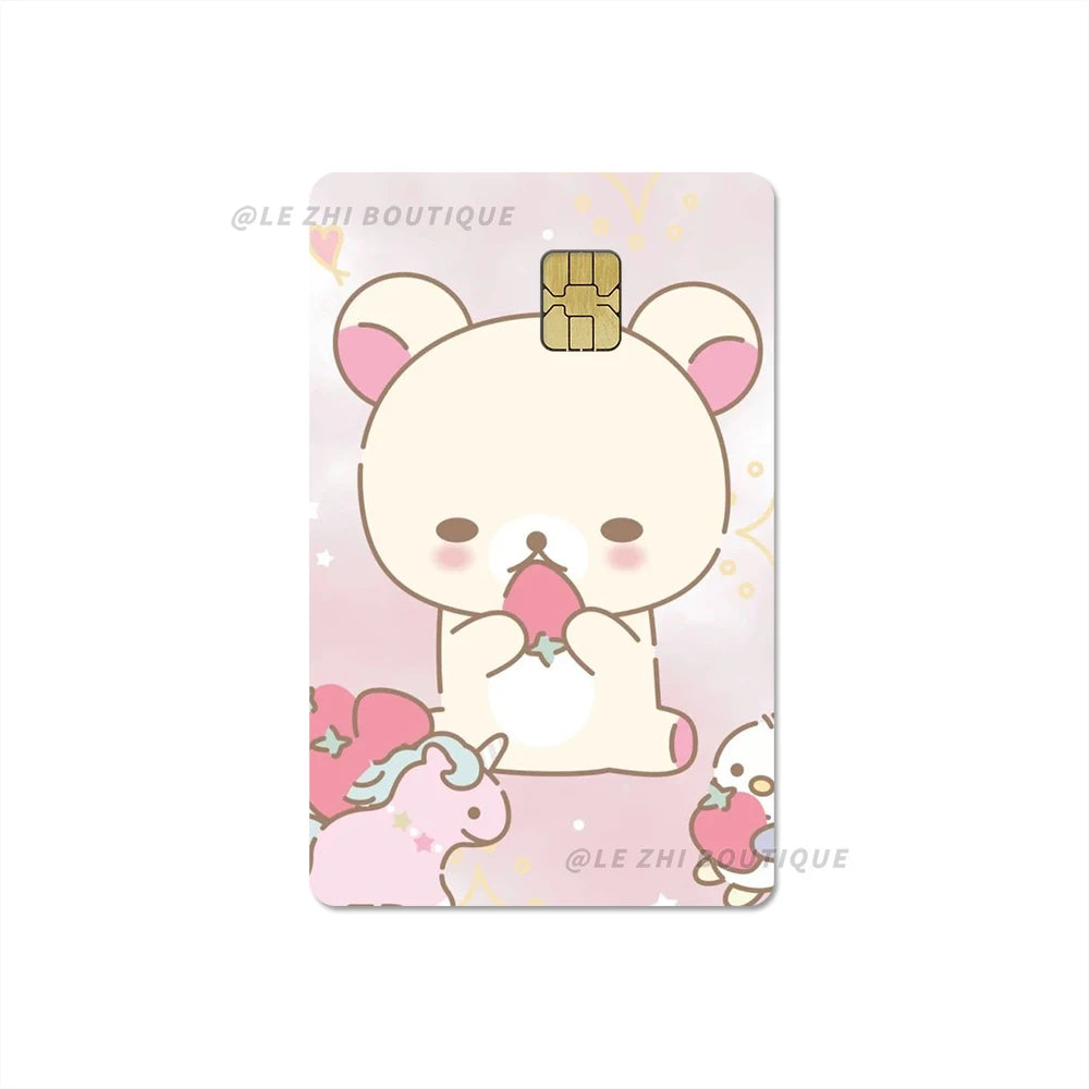 Japan Anime Cute Cartoon Bear Credit Debit Card Sticker Kawaii Bus Pass Diy Waterproof Small Chip Film Sticker Decoration