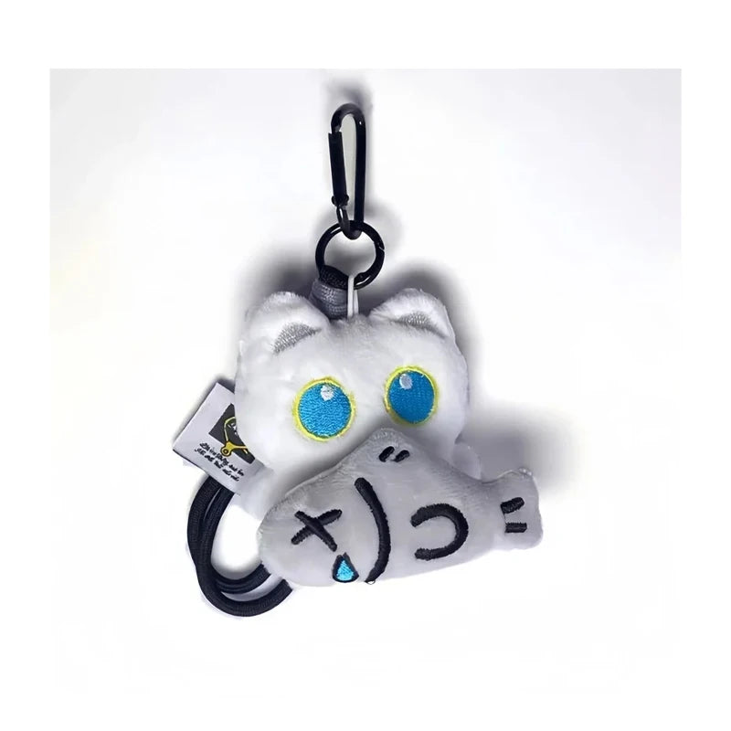 Rearview Mirror Pendant Decoration Cool Plush Black Cat Keychain Bag Pendant Charms Car Keyring Accessories for Men and Women