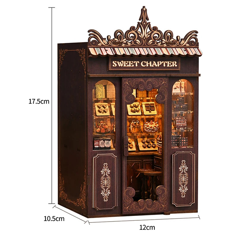 DIY Wooden Book Nook Insert Kit Doll Houses Building Toys Bookends Bookshelf Decor DollHouses Toys For Kids Xmas Gifts