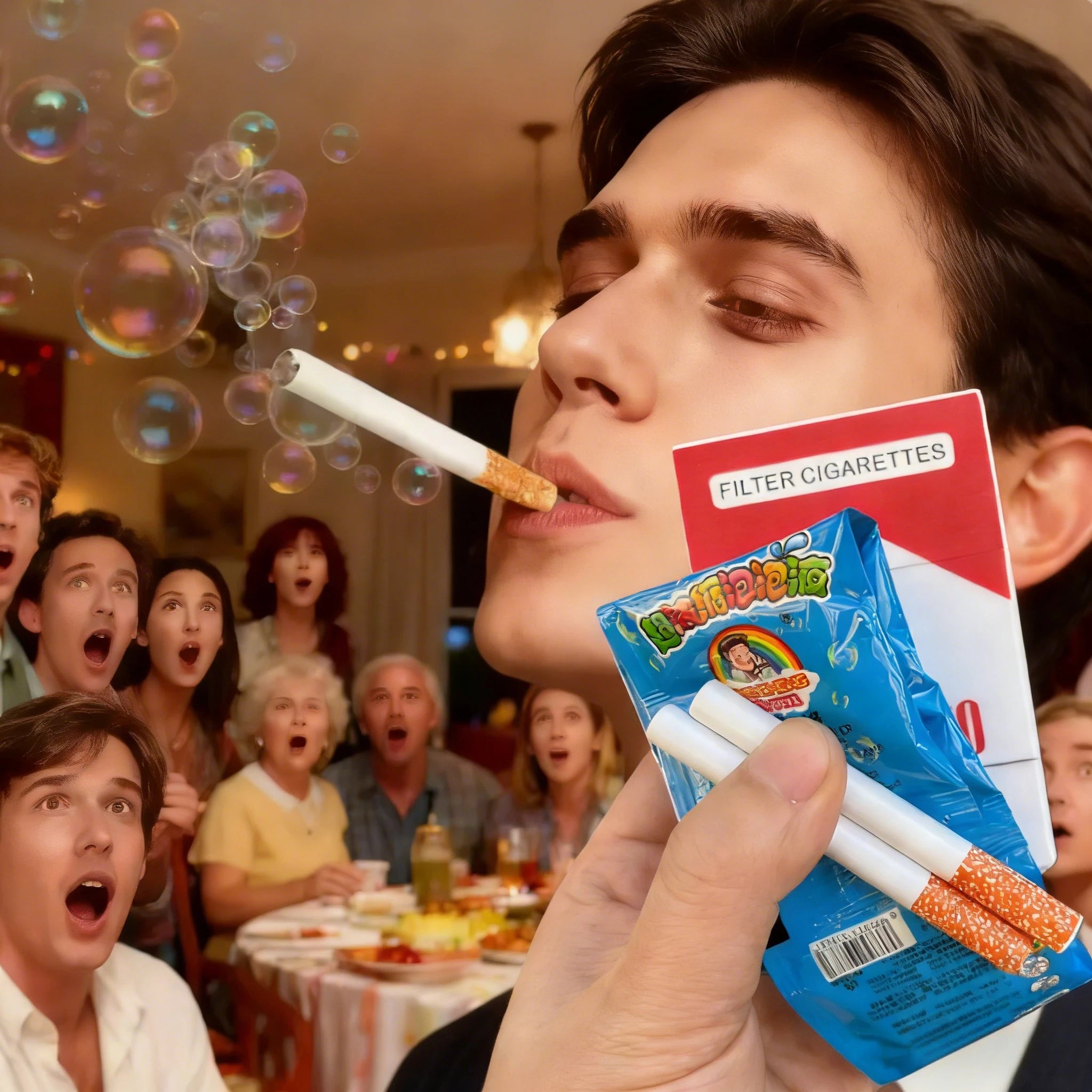 Funny Fake Cigarette Bubble Toy–No Tobacco! Realistic Pack Design with Bubble Liquid Inside. Great Prank Gift for Teens&Adults!