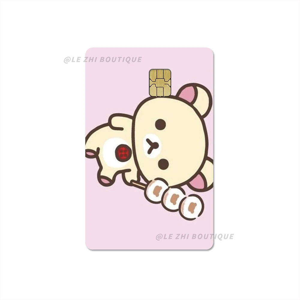 Japan Anime Cute Cartoon Bear Credit Debit Card Sticker Kawaii Bus Pass Diy Waterproof Small Chip Film Sticker Decoration