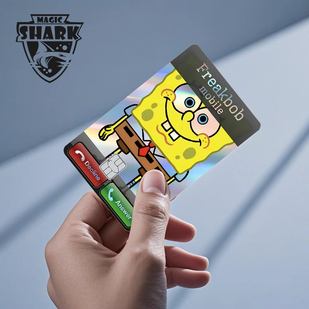 Magic Shark 2026 New Arrival Funny Cute Cartoon Holographic Sticker Laser Film Shinny Skin for Debit Credit Bank Card