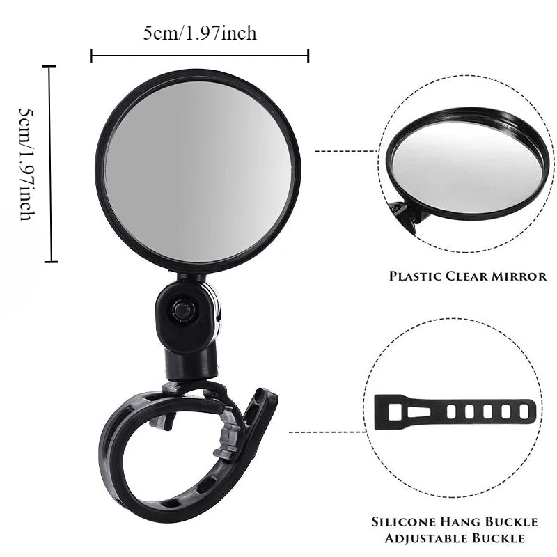 2PCS Bicycle Rearview Mirror 360 Degree Adjustable Rotatable Universal MTB Bike Handlebar Rear View Mirrors Cycling Accessories