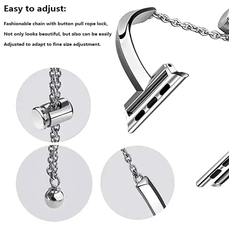 Luxury Watch Band for Apple Watch Series 10 9 8 7 41 45mm 6 Se 5 4 Women Diamond Steel Bracelet IWatch Ultra 49mm 44 40 42 38MM