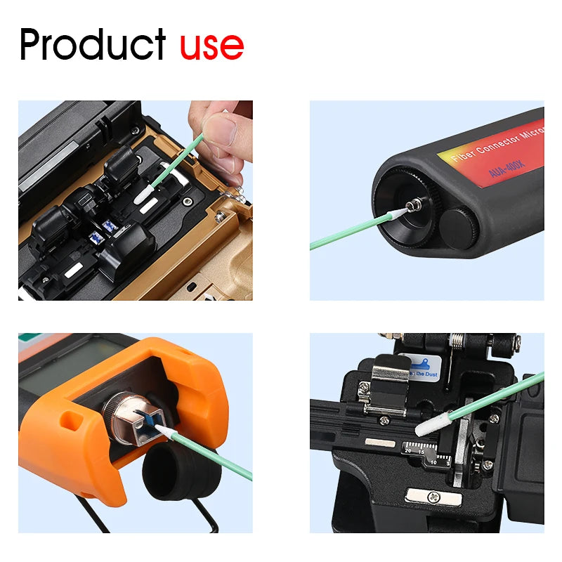 100PCS Fiber Optic Cleaning Sticks Fiber Optic Swabs For 1.25mm/2.5mm LC/SC/FC/ST Connectors Fiber Cleaning Rod FTTH Tool
