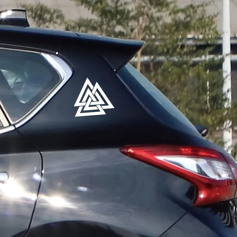 1PC Interlocking Triangle Vinyl Sticker - Black/Red/White Waterproof Self-Adhesive for Car, Laptop, Phone & DIY Decor