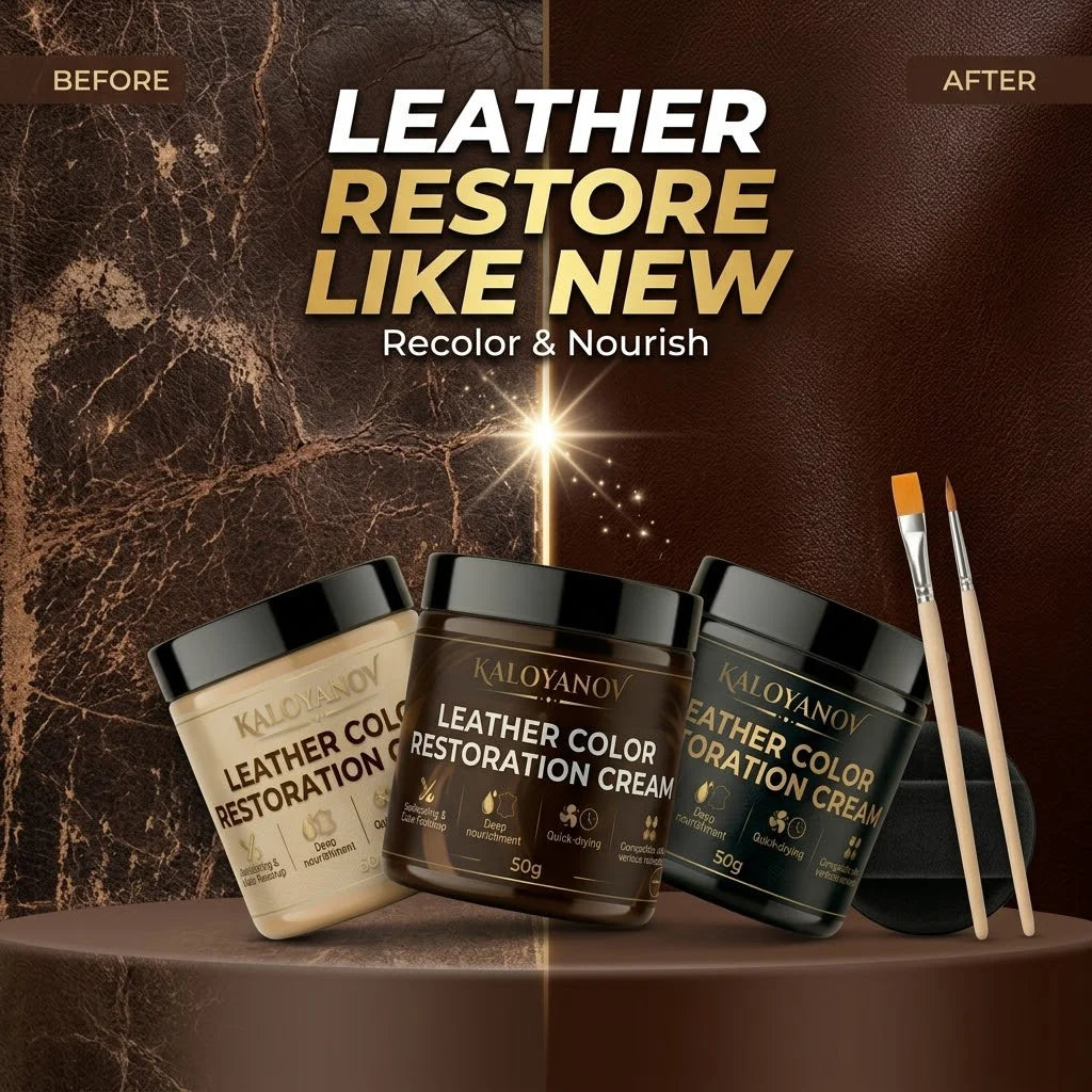 Leather Repair Cream Kit with 2 Brushes & Sponge Black Brown Beige Leather Dye Balm Cleaner for Shoes Bags Car Seats Couch