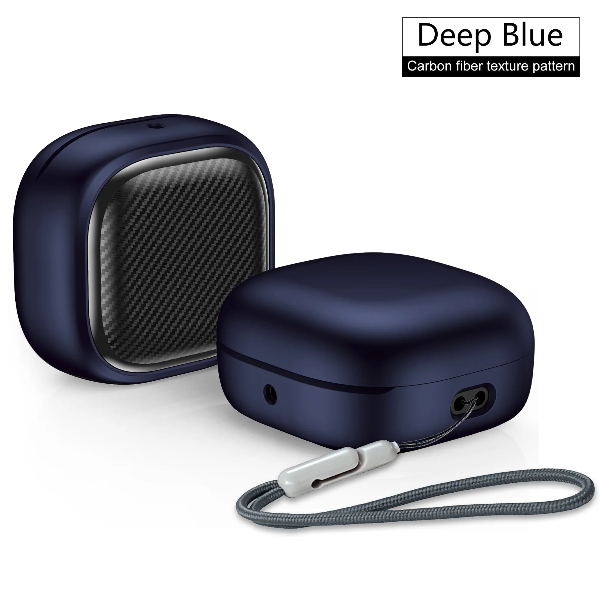 For Samsung Galaxy Buds FE, Buds Pro, Buds2 Pro, Buds Live, Buds2 Case Cover, Vogue Fiber Stripe Protection Case with Lanyard
