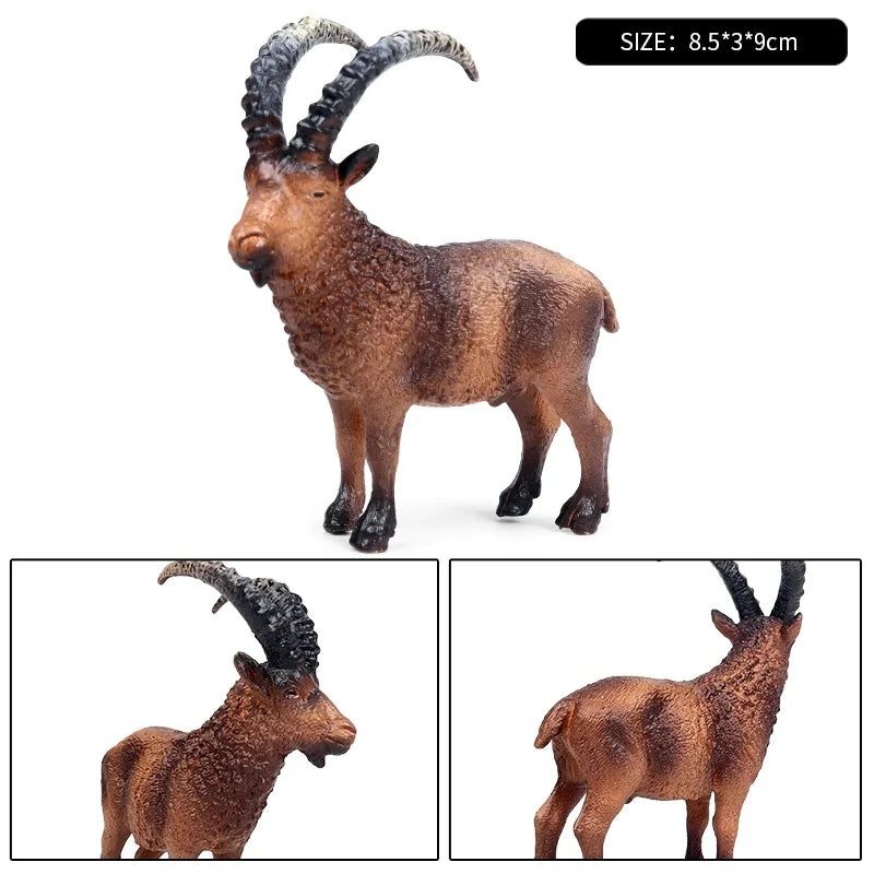 Oenux Classic Farm Animal Simulation Sheep Goat Argali Antelope Model Action Figure Poultry Figurines Cute Toy For Kid Gift