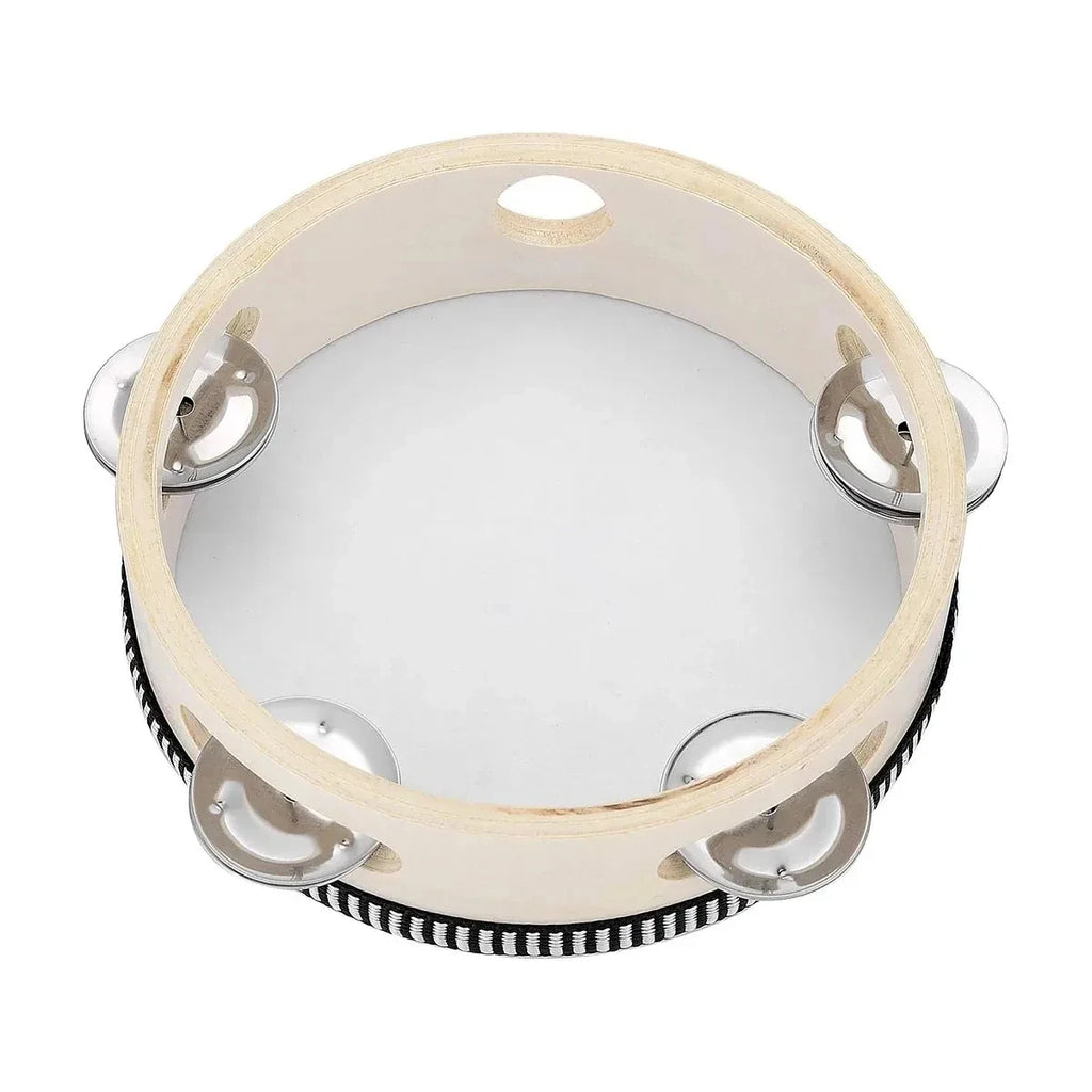 6inch Handheld Tambourine Metal Jingles Percussion Drum for KTV Party Games Handheld Musical Instrument