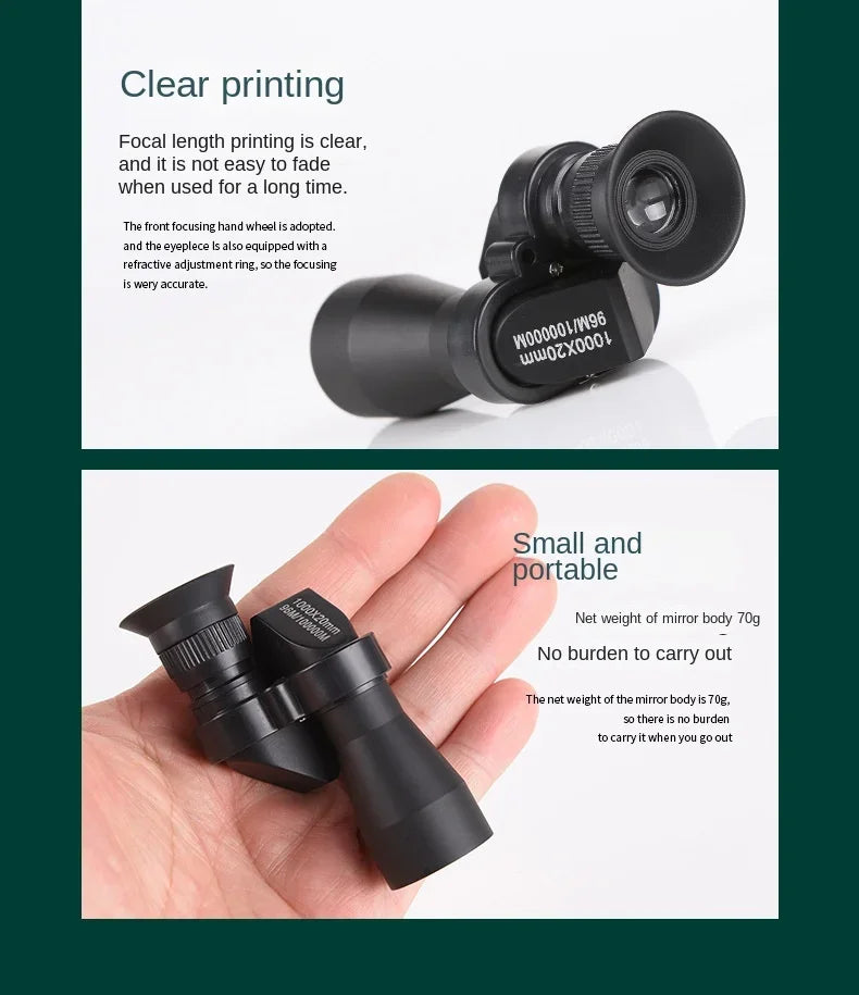 Portable high-definition monocular telescope with high magnification zoom, hunting, camping, mountaineering, outdoor fishing