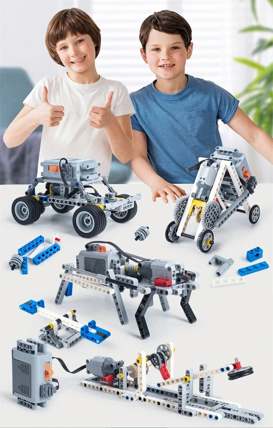 [Motor+Battery Box] 9686 Technology Building Block Set Gear Transmission Principle Model Children's Puzzle Toy Building Blocks