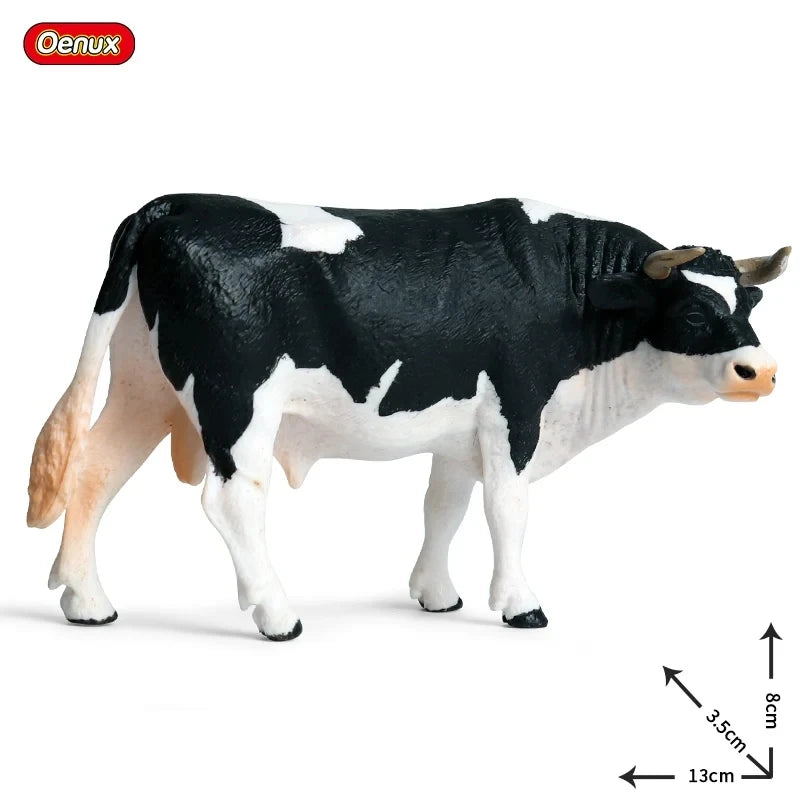 Oenux Simulation Cute Farm Animals Milk Cow Cattle Calf Angus Bull OX Buffalo Model Action Figures Educational Cute Toy Kid Gift