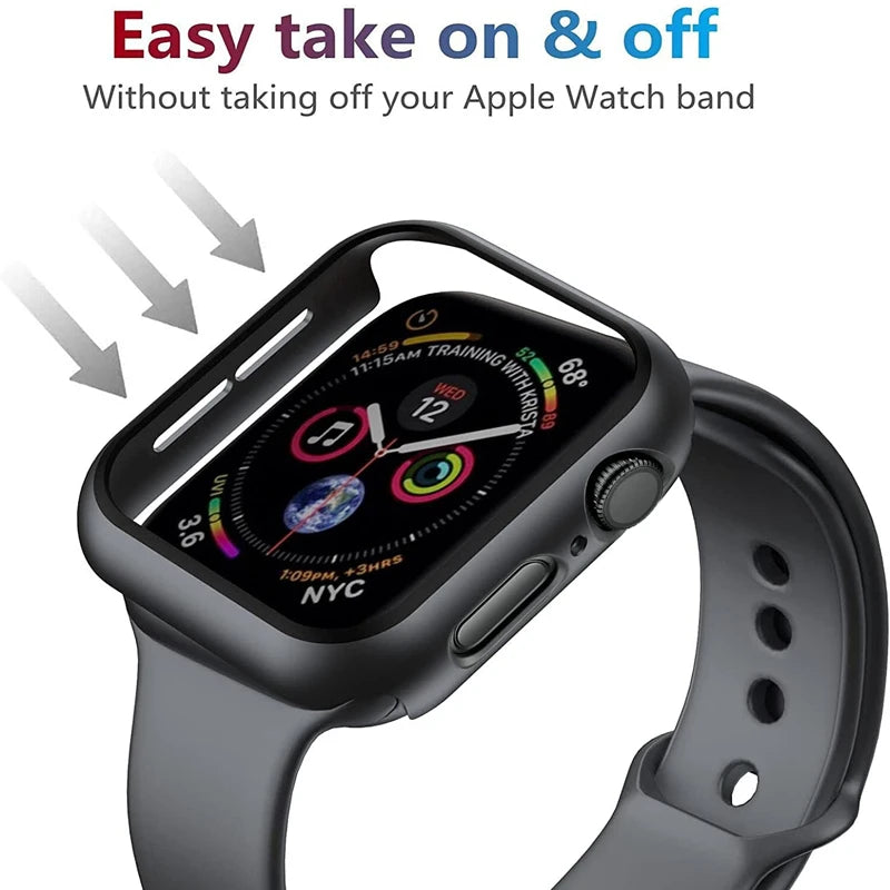 Glass+Cover For Apple Watch case 11 10 9 8 7 6 SE 5 Accessorie Screen Protector iwatch series 46mm 42mm 49mm 44mm 40mm 41mm 45mm