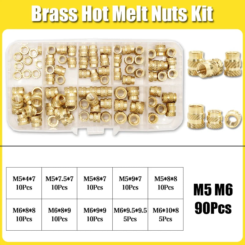 Hot Melt Brass Heat Insert Nut Iron Tip M2 M2.5 M3 M4 M5 M6 Embedded Heating Knurled Brass Inserts Nuts 3D Printer Case Notebook