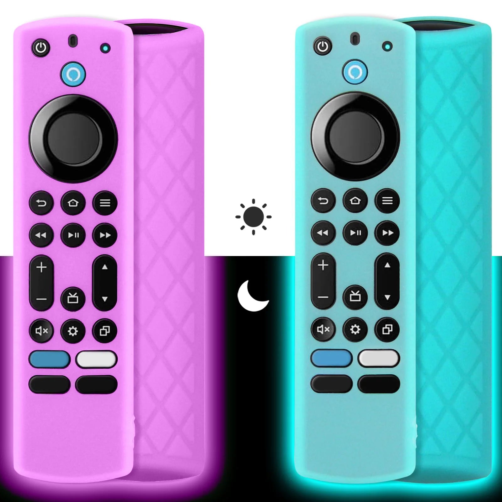 2Pcs Glow in The Dark Silicone Remote Case for Firestick 4K Max/Toshiba/Insignia/Pioneer/Omni (QLED) Series Alexa Voice Remote