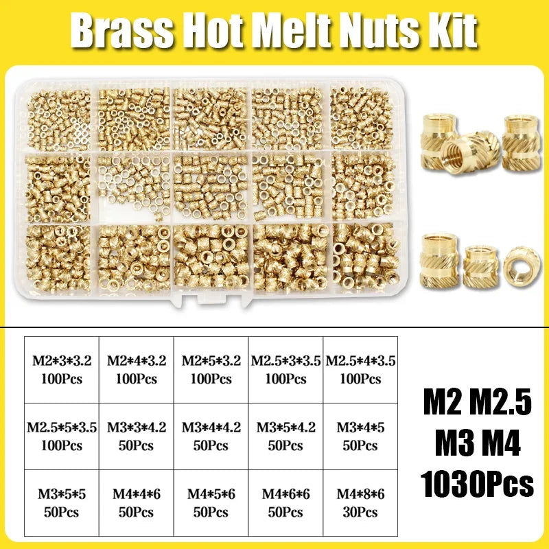 M2 M3 M4 M5 M6 Threaded Heat Set Insert Tool for 3D Printing Components Loptop Plastic Part Soldering Iron Tip Brass Knurled Nut