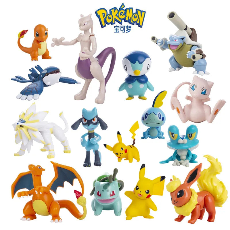 Pokemon Anime Figure Pikachu Eevee Charizard Mewtwo Cartoons Figure Collection Model Pocket Monster Action Toys Birthday Gift