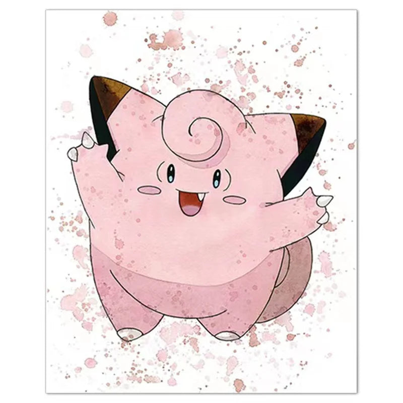 Anime Pokemon Canvas Painting Bulbasaur Charmander Squirtle Poster and Print Watercolor Wall Art Picture Home Decor Kids Gifts
