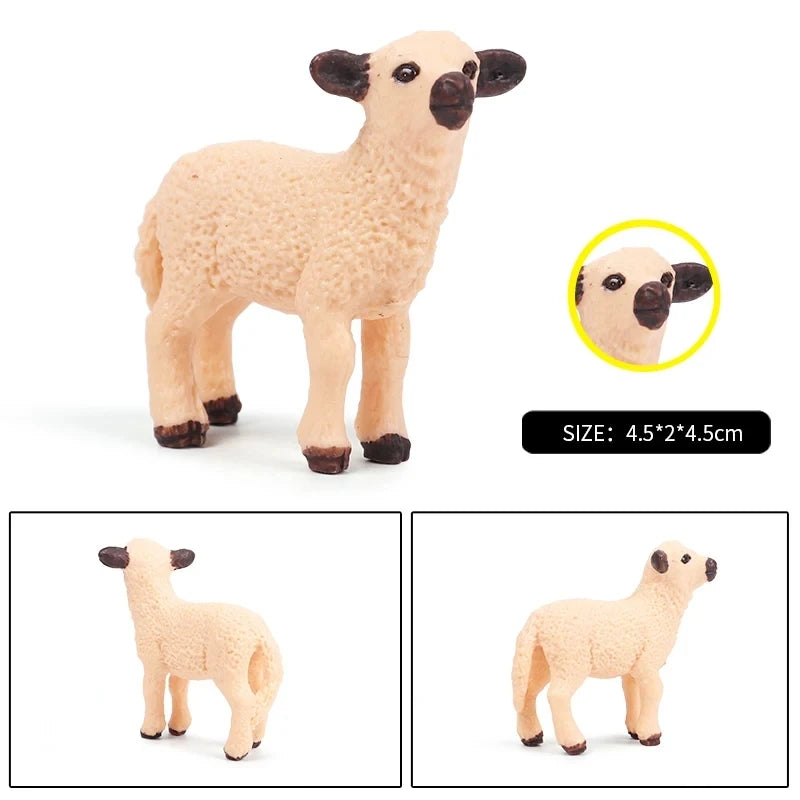 Oenux Classic Farm Animal Simulation Sheep Goat Argali Antelope Model Action Figure Poultry Figurines Cute Toy For Kid Gift