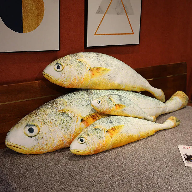New Simulation Large Yellow Croaker Plush Toys Lifelike Fish Dolls Stuffed Soft Throw Pillow Sleeping Cushion Decor Gift