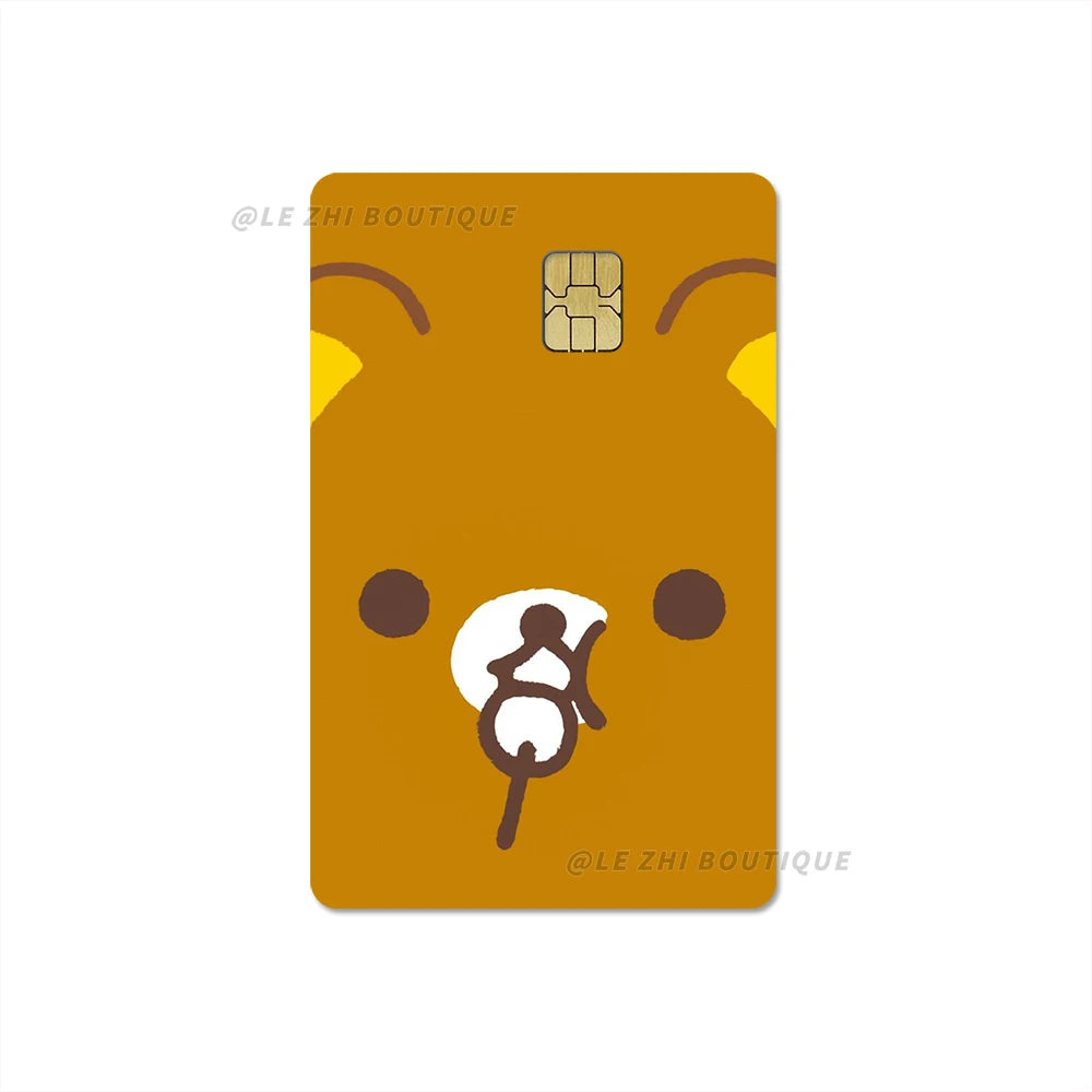 Japan Anime Cute Cartoon Bear Credit Debit Card Sticker Kawaii Bus Pass Diy Waterproof Small Chip Film Sticker Decoration