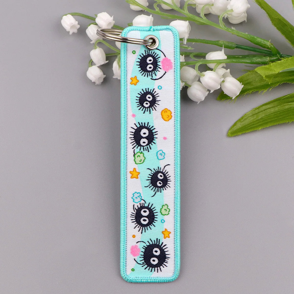 Anime Movie Embroidery Key Fobs White Dragon Key Tags Keychains for Motorcycles Cars Keyring Cosplay Accessories Fans Gifts