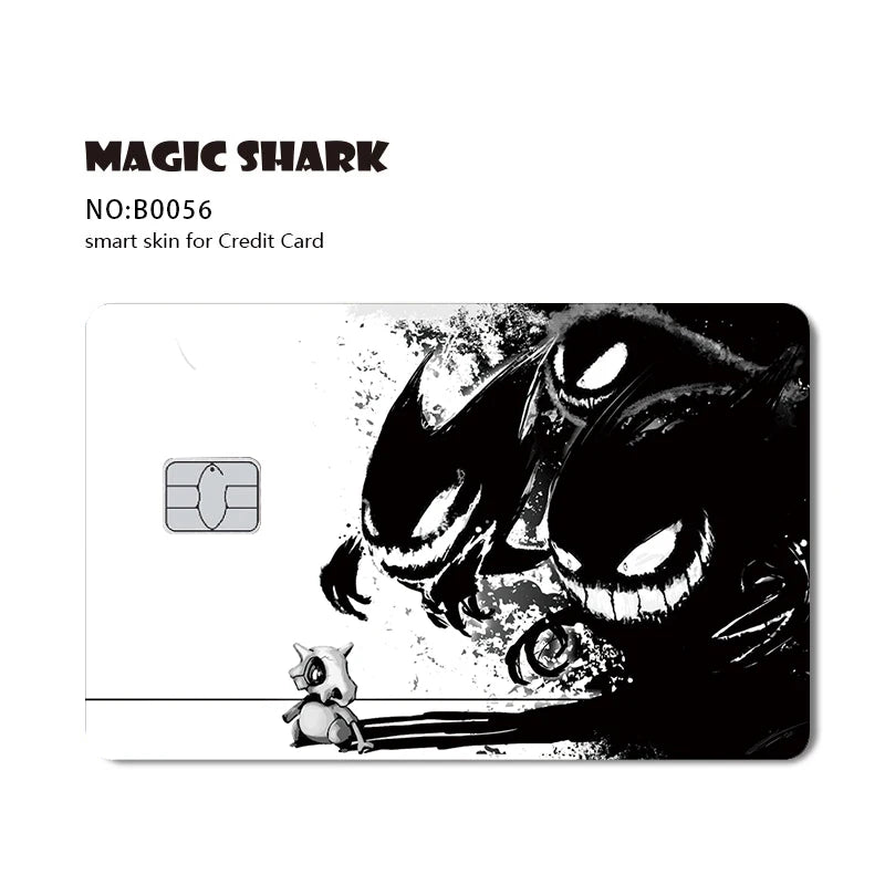 Maigc Shark Cute Pokemons Mewtwo Eevee Pikachu Gengar Sticker Film Cover for Debit Credit Card No Fade