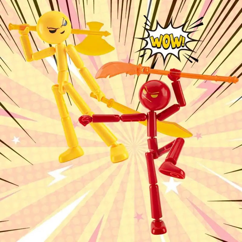 1 Set Novelty Action Figure Stickman Assembled Robot Movable Multi-jointed Stickman Toy 3d Printing Mannequin