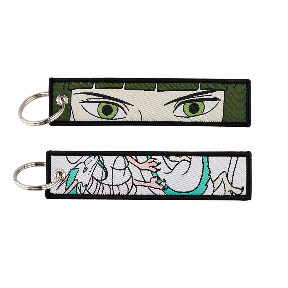 Anime Movie Embroidery Key Fobs White Dragon Key Tags Keychains for Motorcycles Cars Keyring Cosplay Accessories Fans Gifts