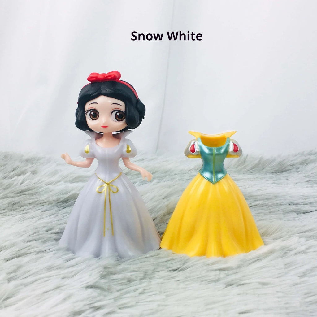 24pcs Princess Cinderella Belle Alice Snow White Ariel Rapunzel Pvc Action Figures Interchangeable Clothes Toys Dolls Gifts
