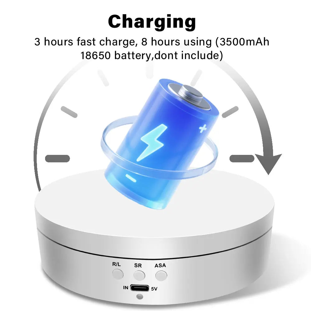 Electric Rotating Base Display Stand 3 Speeds 360 Degree Turntable Jewelry Holder USB/Battery Powered Rotating Tray