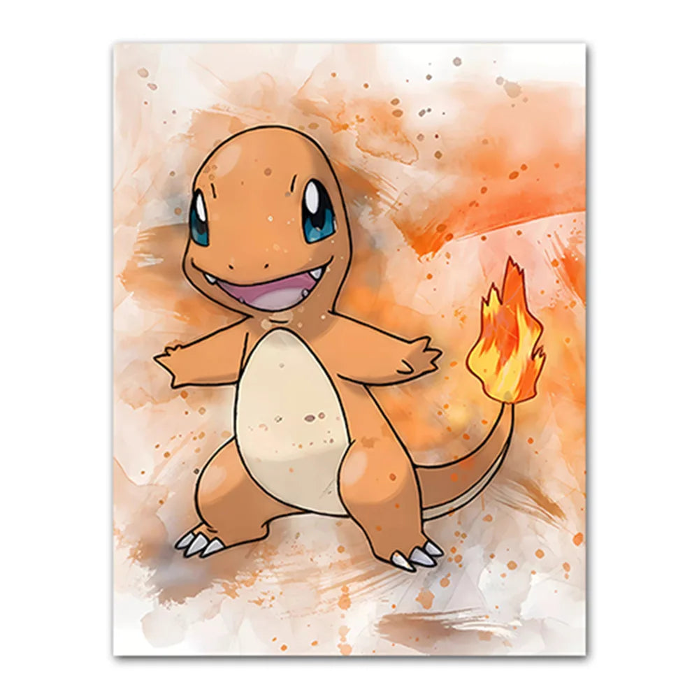 Anime Pokemon Canvas Painting Bulbasaur Charmander Squirtle Poster and Print Watercolor Wall Art Picture Home Decor Kids Gifts