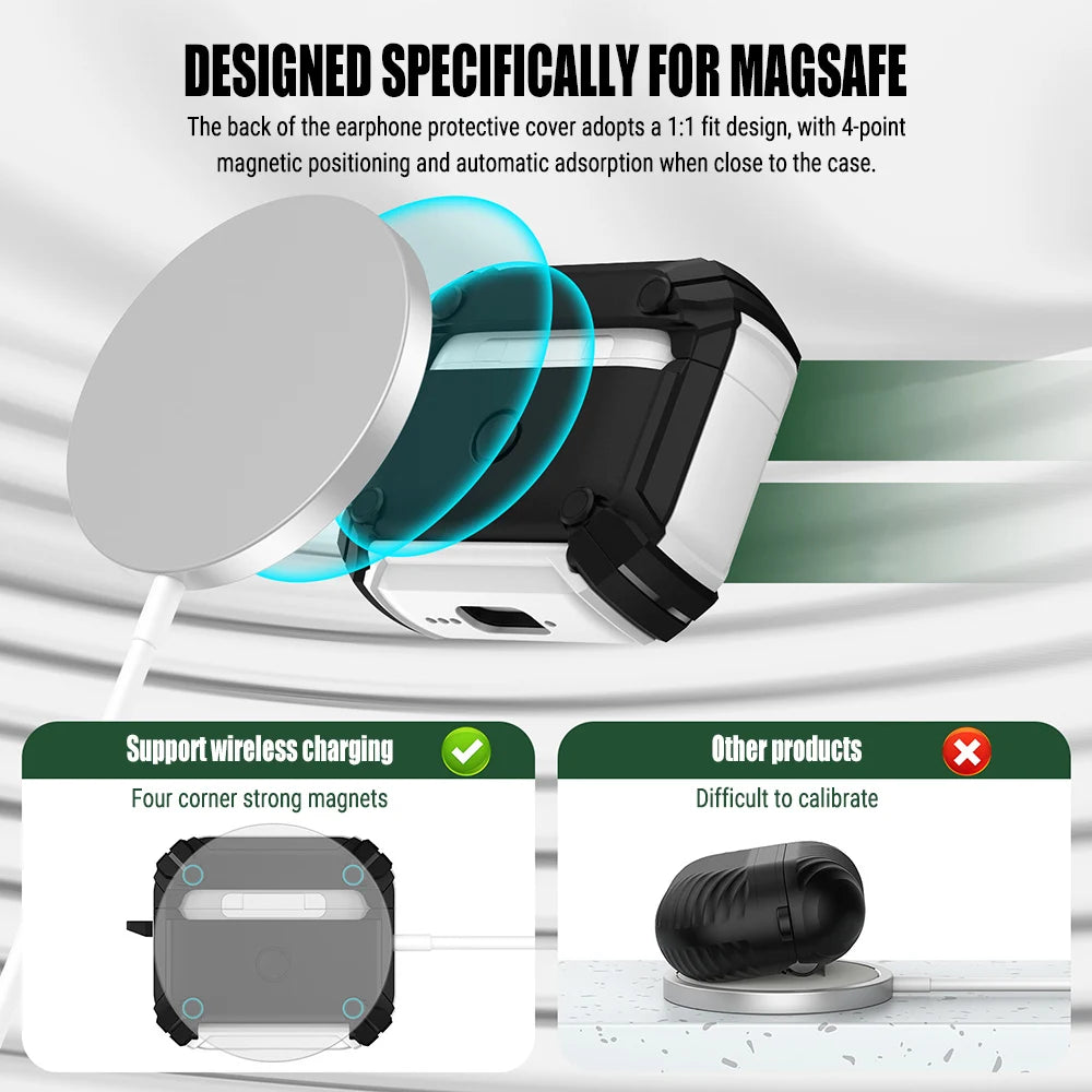 Luxury Bracket Case For AirPods Pro 3 3nd Automatic Lock Compatible With MagSafe For Men Apple Air Pods Pro 2 4 3 2 1 Pro2 Cover