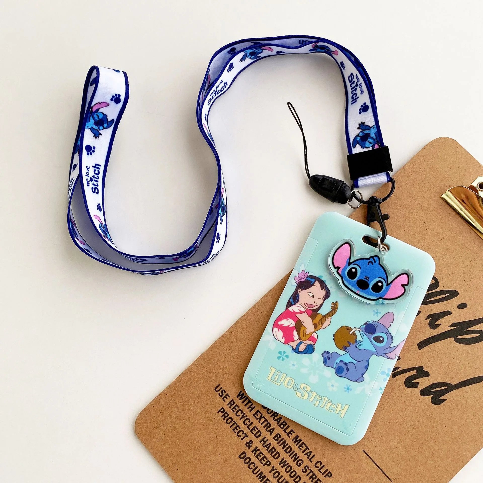 Disney Stitch ID Badge Holder Lanyards Pendant Lovely Girls Lilo Door Card Holders Neck Strap Keychain Women Credential Gift