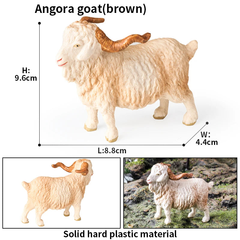 Oenux Classic Farm Animal Simulation Sheep Goat Argali Antelope Model Action Figure Poultry Figurines Cute Toy For Kid Gift