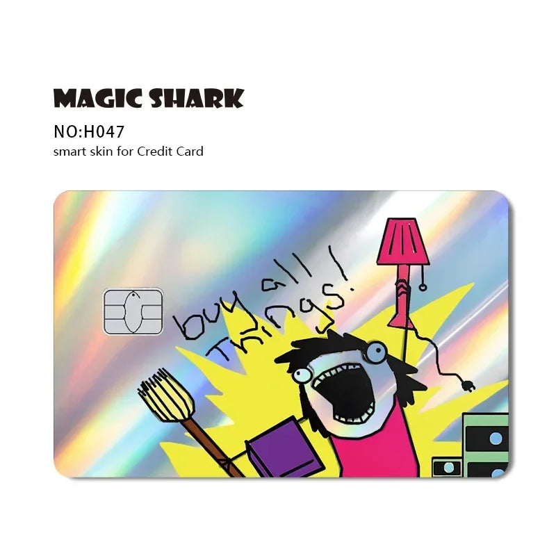 Magic Shark Mcloving Spider Anime Shinny Laser Holographic Matte Skin Film Sticker for Debit Bank Credit Card
