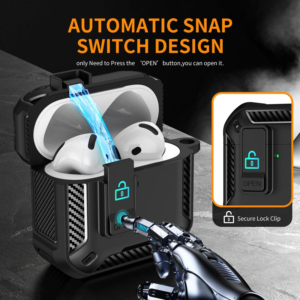 Magnetic Automatic Switch Earphone Cover For Airpods Pro 2 4 ANC Case Full Body Protection Shockproof With Hook Phone Holder Box