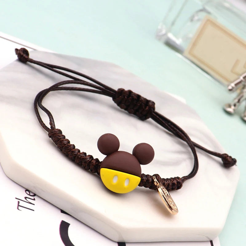 New Mickey Mouse Bracelet Cute Hand Woven Rope Bracelets for Couple Student Fashion Jewelry Handicrafts Friends Birthday Gifts