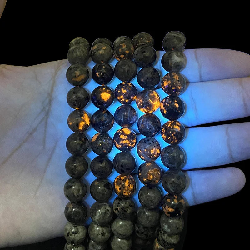 Natural Stone Round Flame Stone Beads Yooperlite Fire Sodalite Loose Spacer Beads for Jewelry Making DIY Bracelets Necklace 15''