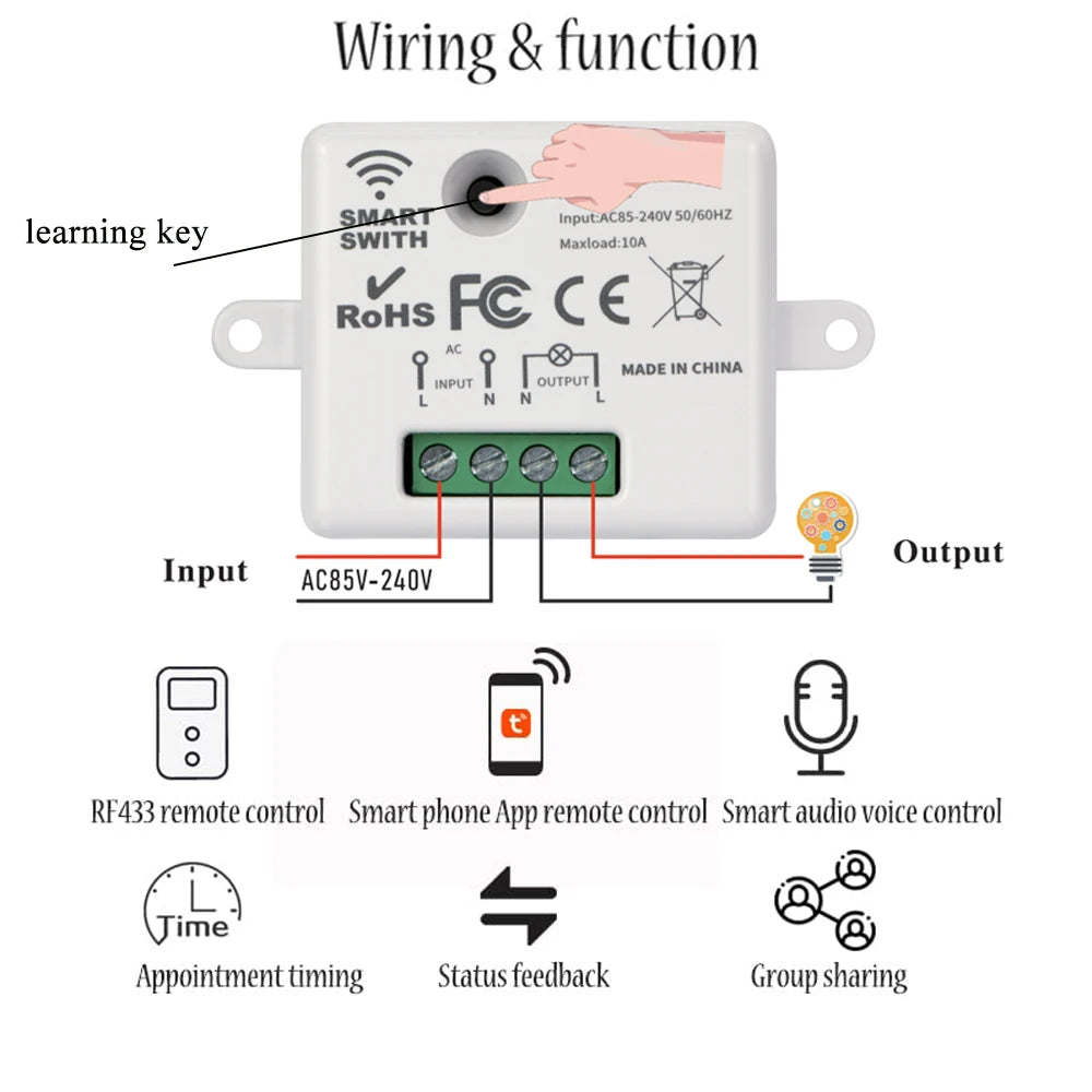 CENFAYA Smart WiFi Light Switch RF 433MHz Wireless Remote Control Wall Switch 110 220V 230V For Alexa Google Home Timer Function